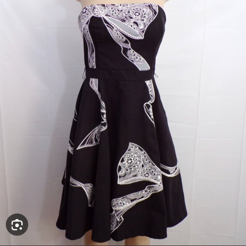 White House Black Market strapless ribbons & bows cocktail dress